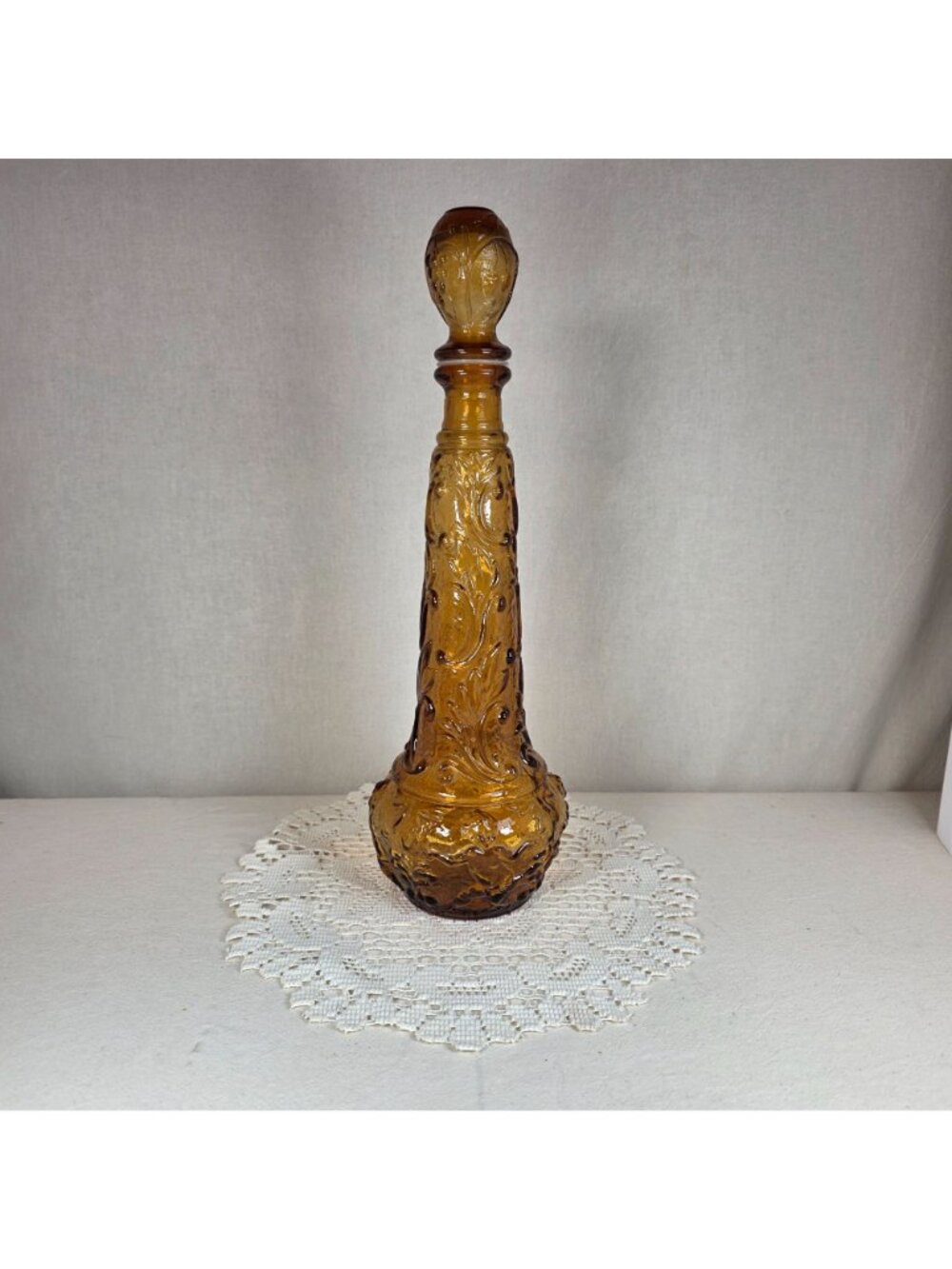 Vintage Italian Empoli Amber Glass Genie Bottle Decanter Rossini Style 1970s MCM - Picture 5 of 10